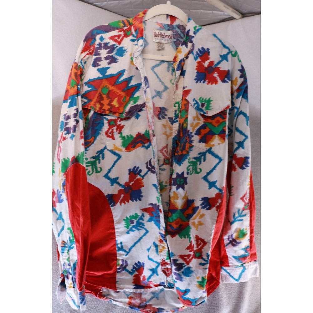 Saddlebrook Western Shirt Mens XL Southwestern Aztec Print Cotton Button Front - Picture 14 of 16